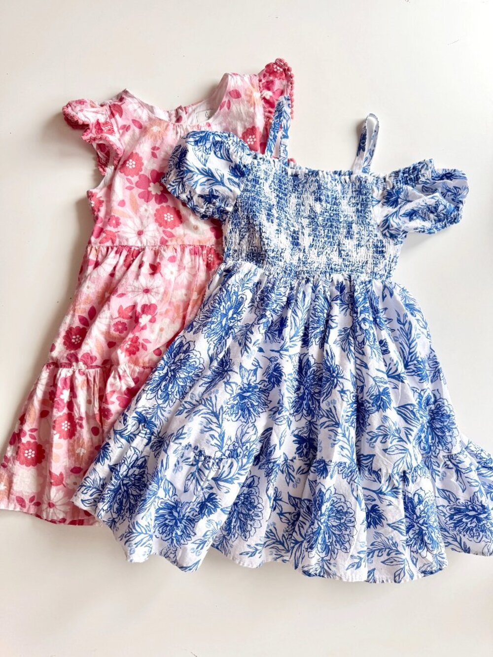 Lot of 2 Girls' J JOIE Floral Cotton Voile Ruffle A-Line Dresses, Size 7